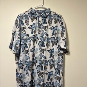 Walter Hagen Blue and White Floral Polo Shirt